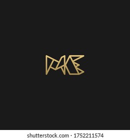 Geometric modern elegant trendy unique artistic black and golden color ME EM E M initial based letter icon logo.