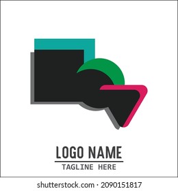 Geometrisches, modernes, flaches Logo mit quadratischer Form und Farben. Illustrationsvektor