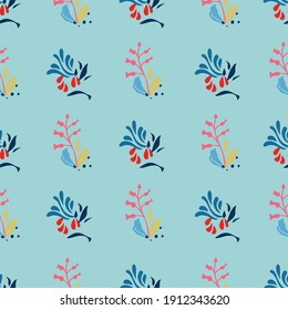 Geometric Modern Floral Plant Pattern. Seamless Vector Repeat Background. Simple Striped Design With Hand Drawn Leaves. Close Up, All Over Repeat. Fashion, Beauty, Print, Packaging. Vector EPS 10 Tile
