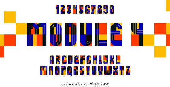 Geometric modern font vector design, geometrical typography alphabet letters set including numbers, abstract letters type.