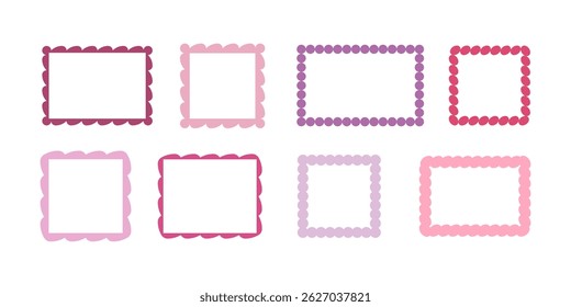 Geometric modern frame set in minimal style. Square and rectangular wavy  framing. Vector shape for interior decor and design, packaging, labels, postcards, invitations.