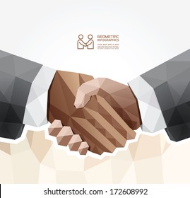 Geometric Modern handshake Design  / can be used for infographics / numbered banners  / graphic or website layout vector