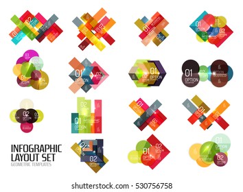 Geometric modern infographic options templates. Vector layouts for presentation, web site or modern print design