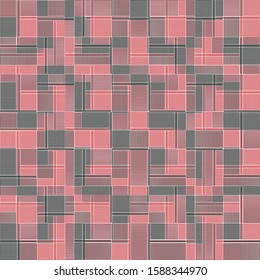 Geometric modern line red colored plaid seamless pattern