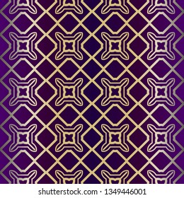 Geometric Modern Ornament. Seamless Vector Pattern. For Wallpaper, Invitation, Fashion Design. Purple gold color.
