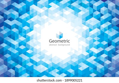 Geometric modern pattern circular blue abstract background.