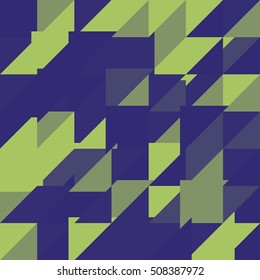 Geometric modern pattern with green and blue shapes  triangles, polygons arranged in a random order. Vector illustration.