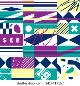 Geometric modern pop-art  decorative pattern for the background, tile and textiles. It is assembled from modular parts. Vector. Seamless.