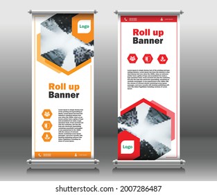 pancarta de enrollamiento moderno geométrico pancarta x-banner folleto diseño de volante ilustración vectorial eps 10