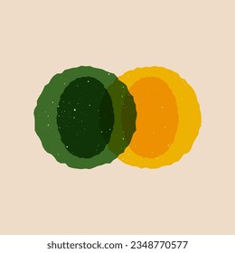 Geometric modern round shapes risograph. Minimal abstract circles duotone overlay riso print effect. Vector illustration