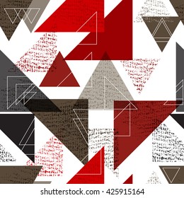 Geometric modern Seamless pattern. Grunge texture. Triangles. Vector illustration. Abstract geometric shapes.