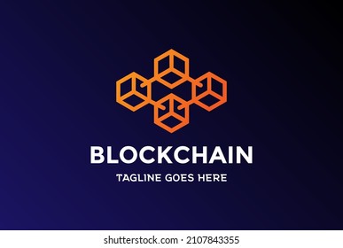 Geometric Modern Simple Minimalist Box Cube Block Chain Logo Design