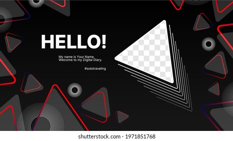 Geometric Modern Tech digital Banner. Design for your solo traveling blog. Put Your Content under Background. Vector illustration