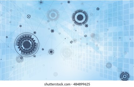  Geometric Modern Technology Concept. Digital Data Visualization. Social Network. Gradient color. Node.