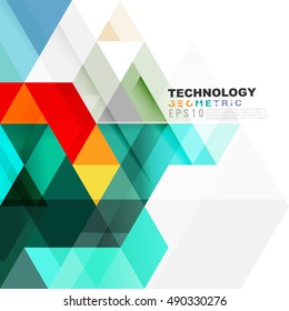 Geometric modern template for business or technology presentation. Abstract transparent overlapping geometric on white. Online presentation website element and space for your text, vector illustration