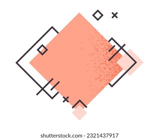 Geometric modern text frame. Abstract speech bubble, doodle textured sticker isolated flat vector illustration