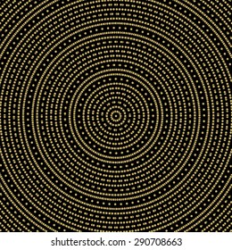 Geometric modern vector pattern. Fine dark texture with round golden dotted elements