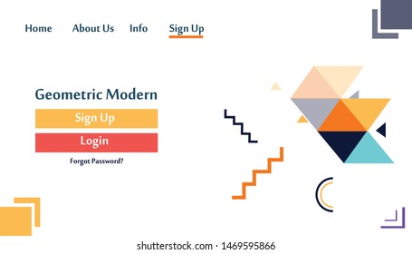 Geometric Modern Website Template Landing Page Vector Design Illustration