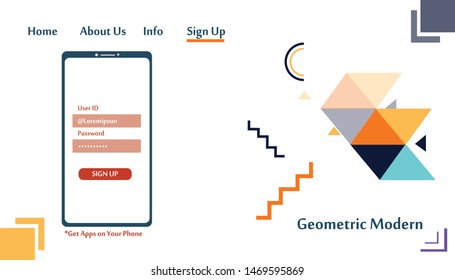 Geometric Modern Website Template Landing Page Vector Design Illustration