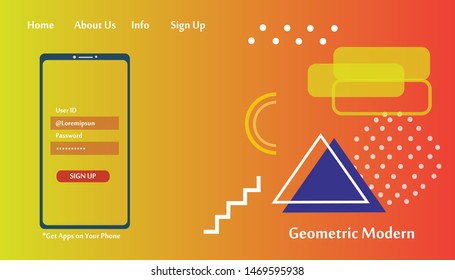 Geometric Modern Website Template Landing Page Vector Design Illustration
