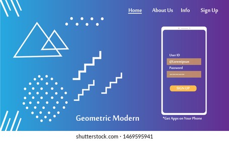 Geometric Modern Website Template Landing Page Vector Design Illustration