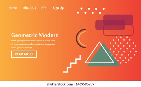 Geometric Modern Website Template Landing Page Vector Design Illustration