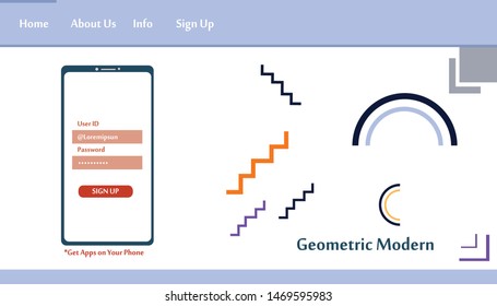 Geometric Modern Website Template Landing Page Vector Design Illustration