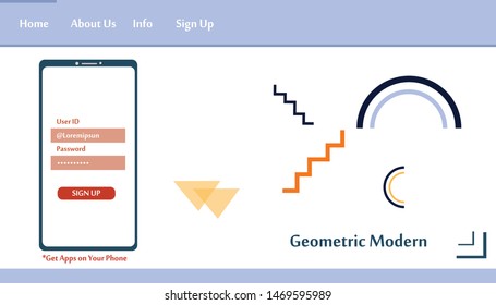 Geometric Modern Website Template Landing Page Vector Design Illustration