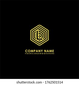 geometric modern yellow hexagon L logotype design concept