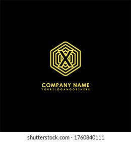 geometric modern yellow hexagon X logotype design concept