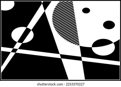 Geometric modernism. Imagination style. Abstract vector shapes illustration. Modern black and white abstract geometric background. 