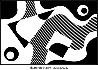 Geometric modernism. Imagination style. Abstract vector shapes illustration. Modern black and white abstract geometric background. 