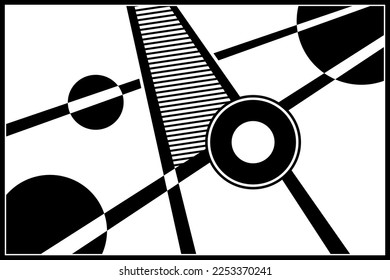 Geometric modernism. Imagination style. Abstract vector shapes illustration. Modern black and white abstract geometric background. 