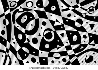 Geometric modernism. Imagination style. Abstract shapes illustration. Modern black and white abstract geometric background. Urban.