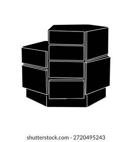 Unidad de cajón modular geométrica - Silueta moderna de muebles de almacenamiento pentagonal