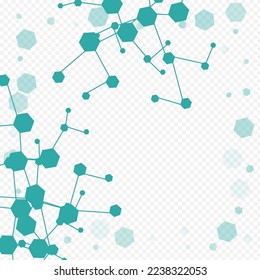 Geometric Molecule Vector Transparent Background. Medical Science Illustration. Abstract Chemical Structure Modern Banner. Scientific Poster.