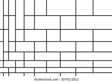 Geometric of mondrian gradient pattern. Design of random lines. Design black and white. Design print for illustration, texture, textile, wallpaper, background. Set 3