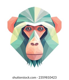 Geometric Monkey Head icon isolated illustration