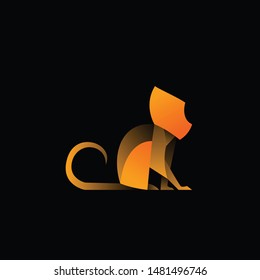 geometric  monkey logo design vector, combined red and orange color in black background. change able color and work well in both dark and light background