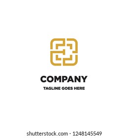 geometric mono line letter E initial in square shape logo icon vector inspiration