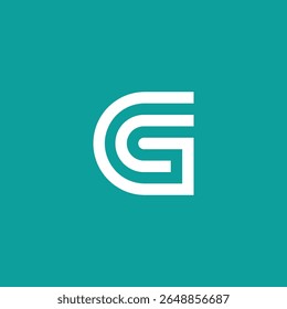 Geometric Mono Line Letter G GC CG logo design vector template