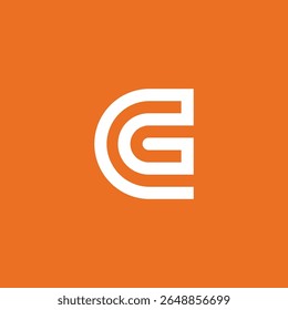 Geometric Mono Line Letter G GC CG logo design vector template