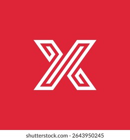 Geometric Mono line Letter X Logo design vector template