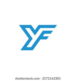 Geometric Mono line Letter Y YF Logo design vector template