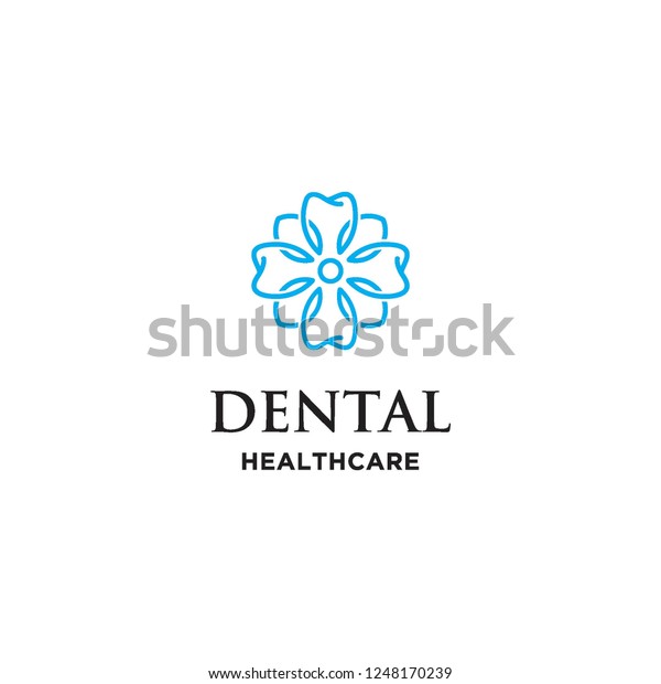 Geometric Mono Line Teeth Floral Logo Stock Vector (Royalty Free ...