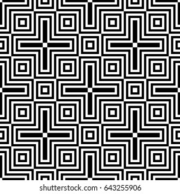Geometric monochrome background. Black and white seamless pattern. Vector illustration