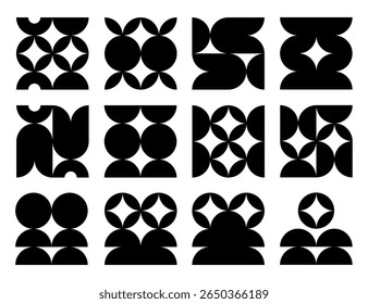 Geometric Monochrome Composition of Circles and Semicircles