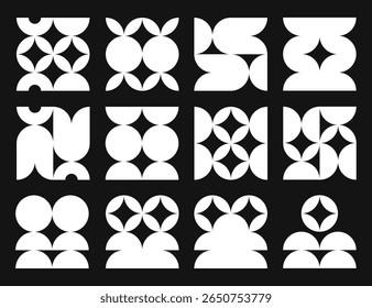 Geometric Monochrome Composition of Circles and Semicircles