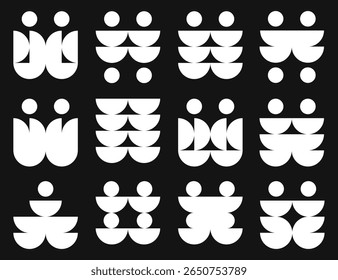 Geometric Monochrome Composition of Circles and Semicircles
