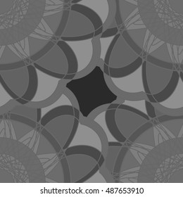 Geometric monochrome fractal mandala seamless pattern for background or design work